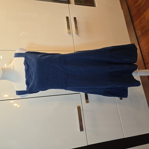 NWT New York & Company Womens Linen Ruffled Boho Sleeveless Dress Blue Size XL - Picture 2 of 9